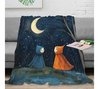 NAOFEKUID 3D Printed Night Fairytale Blanket Microfiber Home Decor Moon Stars Throw Blanket for Adults Sofa Bedroom 50x60(127x152cm)