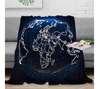 NAOFEKUID 3D Printed Night Sky World Map Blanket Microfiber Throw Soft Sofa Bed Decor Earth Patterned Blanket for Adults 40x50(100x130cm)