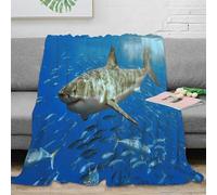 NAOFEKUID 3D Printed Ocean Shark Blanket Microfiber Home Decor Blue Marine Throw Blanket for Adults Teens Soft Warm Sofa Bedroom Gift 40x50(100x130cm)