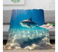 NAOFEKUID 3D Printed Ocean Shark Blanket Microfiber Home Decoration Shark Pattern Throw Blanket for Adults Sofa Bedroom 60x80(150x200cm)