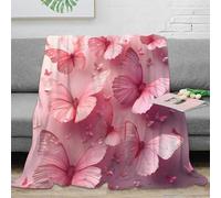 NAOFEKUID 3D Printed Pink Butterfly Blanket Microfiber Sofa Decor Butterfly Throw Blanket Soft Warm for Adults Bedroom 80×90(200x230cm)