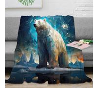 NAOFEKUID 3D Printed Polar Bear Blanket Microfiber Home Decor Arctic Animal Throw Blanket for Sofa Bed 80×90(200x230cm)
