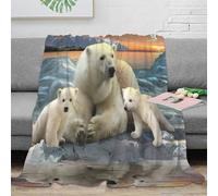NAOFEKUID 3D Printed Polar Bear Family Blanket Microfiber Home Decor Arctic Animal Throw Blanket for Sofa Bedroom Adults 50x60(127x152cm)