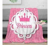 NAOFEKUID 3D Printed Princess Crown Blanket Microfiber Home Decor Girls 3D Printing Crown Throw Blanket Sofa Bedroom 40x50(100x130cm)
