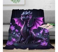 NAOFEKUID 3D Printed Purple Dragon Blanket Microfiber Home Decor Dragon Theme Throw Blanket for Adults Sofa Bedroom 80×90(200x230cm)