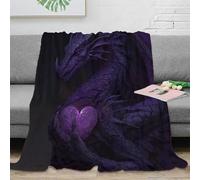 NAOFEKUID 3D Printed Purple Dragon Heart Blanket Microfiber Home Decor Dragon Throw Blanket for Adults Teens Sofa 80×90(200x230cm)