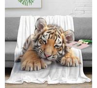 NAOFEKUID 3D Printed Realistic Tiger Blanket Soft Microfiber Home Decor Cute Animal 3D Printing Throw Blanket Sofa Bed 60x80(150x200cm)