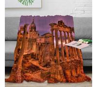 NAOFEKUID 3D Printed Roman Ruins Blanket Microfiber Home Decor Ancient Architecture Throw Blanket Soft Warm for Adults Sofa Bedroom 40x50(100x130cm)