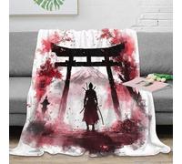 NAOFEKUID 3D Printed Samurai Art Blanket Microfiber Home Decor Japanese Style Throw Blanket Warm for Sofa Bedroom 50x60(127x152cm)