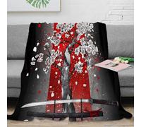 NAOFEKUID 3D Printed Samurai Art Blanket Microfiber Home Decor Japanese Sword Throw Blanket Soft Warm for Sofa Bedroom 40x50(100x130cm)