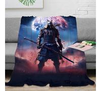 NAOFEKUID 3D Printed Samurai Pattern Blanket Microfiber Home Decor Samurai Throw Blanket for Adults Sofa Bedroom 60x80(150x200cm)
