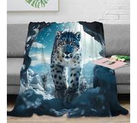 NAOFEKUID 3D Printed Snow Leopard Blanket Microfiber Home Decor Ice Mountain Throw Blanket for Adults Teens Sofa Bed 80×90(200x230cm)