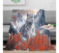 NAOFEKUID 3D Printed Snow Leopard Blanket Microfiber Home Decor Mountain Throw Blanket Soft Warm for Sofa Bed 60x80(150x200cm)