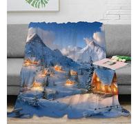 NAOFEKUID 3D Printed Snowy Mountain Blanket Microfiber Home Decor Winter Scene Throw Blanket Sofa Bedroom Use 80×90(200x230cm)