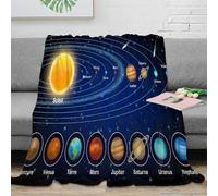 NAOFEKUID 3D Printed Solar System Blanket Microfiber Home Decor Planetary Throw Blanket for Sofa Bedroom Cozy Warm 50x60(127x152cm)