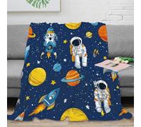 NAOFEKUID 3D Printed Space Astronaut Blanket Microfiber Home Decor Rocket Planet Throw Blanket Soft Warm Sofa Bed 40x50(100x130cm)