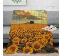 NAOFEKUID 3D Printed Sunflower Field Blanket Microfiber Soft Home Decor Sunflower Throw Blanket for Sofa Bedroom All Seasons 40x50(100x130cm)