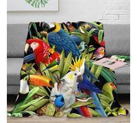 NAOFEKUID 3D Printed Tropical Parrot Blanket Microfiber Home Decor Exotic Birds Throw Blanket for Sofa Bedroom Adults 70×80(180x200cm)
