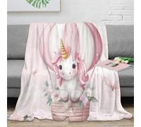 NAOFEKUID 3D Printed Unicorn Balloon Blanket Microfiber Cozy Home Decor Unicorn Throw Blanket for Adults Teens Sofa Bed 50x60(127x152cm)