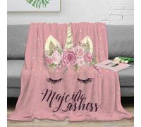 NAOFEKUID 3D Printed Unicorn Floral Blanket Microfiber Home Decor Unicorn Pattern Throw Blanket Soft Warm for Adults Sofa Bedroom 40x50(100x130cm)