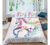 NAOFEKUID 3D Printed Unicorn Pattern Duvet Cover Microfiber Bedroom Decor Unicorn Bedding Set Soft Breathable for Adults Teens Home King（220x240cm）