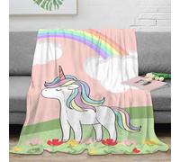 NAOFEKUID 3D Printed Unicorn Rainbow Blanket Microfiber Home Decor Unicorn Pattern Throw Blanket for Adults Teens Sofa Bedroom 80×90(200x230cm)