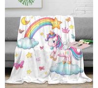 NAOFEKUID 3D Printed Unicorn Rainbow Blanket Microfiber Sofa Decor Cute Unicorn Cloud Throw Blanket Gift for Bedroom Lounge 50x60(127x152cm)