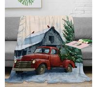 NAOFEKUID 3D Printed Vintage Red Truck Blanket Microfiber Home Decor Country Car Series Throw Blanket Soft Warm Sofa Bedroom 50x60(127x152cm)