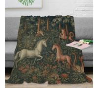 NAOFEKUID 3D Printed Vintage Unicorn Forest Blanket Microfiber Home Decor Fairytale Animal Throw Blanket for Sofa Bedroom 50x60(127x152cm)