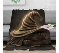 NAOFEKUID 3D Printed Vintage Wizard Hat Blanket Microfiber Home Decor Magical Academy Throw Blanket Cozy Gift for Sofa Bed 80×90(200x230cm)