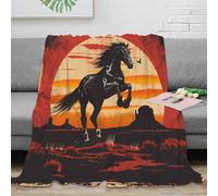 NAOFEKUID 3D Printed Western Horse Pattern Blanket Microfiber Sofa Cover for Adults Home Decor Horse Throw Blanket 50x60(127x152cm)