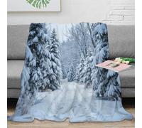 NAOFEKUID 3D Printed Winter Forest Blanket Microfiber Throw Snowy Woodland Blanket Soft Warm for Sofa Bedroom Adults 80×90(200x230cm)