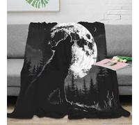 NAOFEKUID 3D Printed Wolf Moonlight Blanket Microfiber Home Decor Wolf Moon Throw Blanket for Sofa Bedroom Adults 80×90(200x230cm)