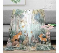 NAOFEKUID 3D Printed Woodland Animal Blanket Microfiber Sofa Decor Forest Creatures Throw Blanket Soft Cozy for Adults Teens 60x80(150x200cm)