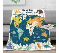 NAOFEKUID 3D Printed World Map Microfiber Blanket for Adults Teens Sofa Bed Home Decor Geography Throw Blanket All Seasons 50x60(127x152cm)