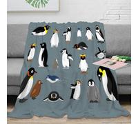 NAOFEKUID Adorable Animal 3D Printed Penguin Blanket Microfiber Home Decor Penguin Throw Blanket Soft Warm for Sofa Bedroom 50x60(127x152cm)