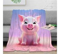 NAOFEKUID Adorable Cartoon 3D Printed Piggy Blanket Microfiber Home Decor Cute Pig Throw Blanket Soft Warm for Sofa Bed Adults Teens 50x60(127x152cm)