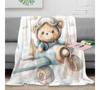 NAOFEKUID Adorable Pilot Design 3D Printed Blanket Microfiber Cozy Home Decor Airplane Throw Blanket Soft for Sofa Bedroom 60x80(150x200cm)
