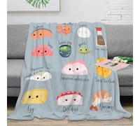 NAOFEKUID Adorable Sushi 3D Printed Blanket Microfiber Home Decor Food Pattern Throw Blanket for Adults Sofa Bedroom Sofa Gift 60x80(150x200cm)