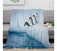 NAOFEKUID Arctic 3D Printed Penguin Blanket Microfiber Home Decor Penguin Throw Blanket Soft Warm for Sofa or Bedroom 40x50(100x130cm)