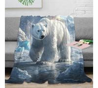 NAOFEKUID Arctic Animal 3D Printed Polar Bear Blanket Microfiber Home Decor Iceberg Throw Blanket for Adult Sofa Bedroom Warm 40x50(100x130cm)