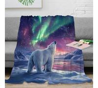 NAOFEKUID Arctic Aurora Pattern 3D Printed Blanket Microfiber Home Decor Polar Bear Throw Blanket for Sofa Bedroom Adults 50x60(127x152cm)