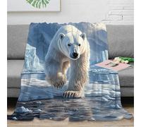 NAOFEKUID Arctic Realistic 3D Printed Blanket Microfiber Soft Polar Bear Throw Blanket for Sofa Bedroom Adult Decor 40x50(100x130cm)