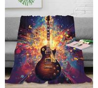 NAOFEKUID Art Colorful 3D Printed Guitar Blanket Microfiber Home Decor Fun Music 3D Printing Throw Blanket for Adults Sofa Bedroom 80×90(200x230cm)