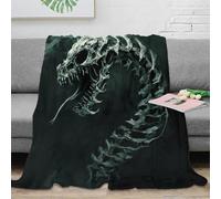 NAOFEKUID Artistic 3D Printed Skull Dragon Microfiber Blanket Cozy Home Decor Skeleton Throw Blanket for Sofa Bedroom 60x80(150x200cm)