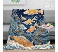 NAOFEKUID Artistic Koi 3D Printed Blanket Microfiber Sofa Decor Japanese Carp Throw Blanket Soft Warm for Adults 80×90(200x230cm)