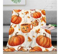 NAOFEKUID Autumn Cozy 3D Printed Pumpkin Blanket Microfiber Home Decor Pumpkin Throw Blanket for Sofa Adult Bed 40x50(100x130cm)