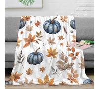 NAOFEKUID Autumn Decor 3D Printed Pumpkin Leaves Blanket Microfiber Cozy Sofa Throw Blanket for Adults 40x50(100x130cm)