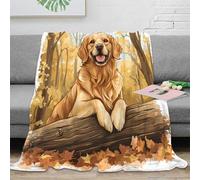 NAOFEKUID Autumn Dog 3D Printed Blanket Microfiber Home Decor Golden Retriever Throw Blanket for Adults Teens Sofa Bedroom 60x80(150x200cm)
