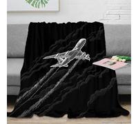 NAOFEKUID Aviation Inspired 3D Printed Blanket Microfiber Home Decor Black Airplane Throw Blanket for Adults Teens Couch Bed Soft and Warm 60x80(150x200cm)